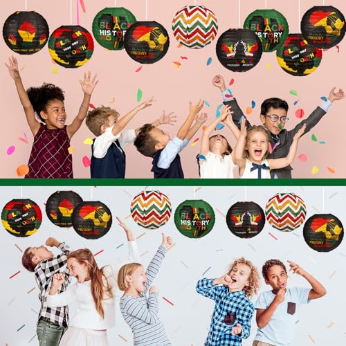 Image of Panelee 12 Pcs Black History Month Party Decorations Paper Lanterns 8 Inches Round Hanging Paper Decorations for Party Office Classroom Supplies Indoor Outdoor