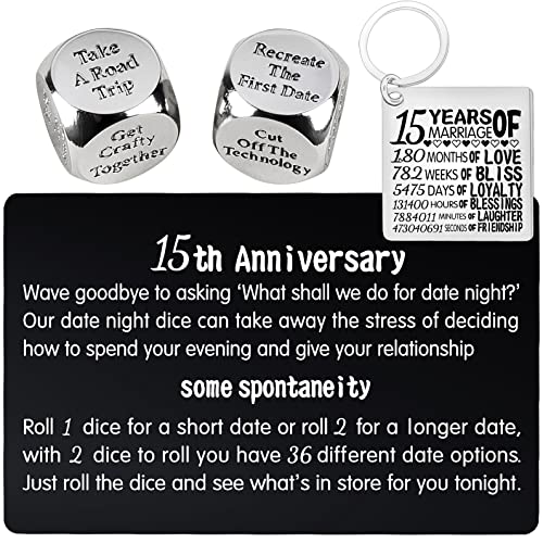 15th Anniversary Dice,15th Wedding Anniversary Dice for Couples,15 Years Anniversary Date Night Dice Gift,15 Years Anniversary for Her,15th Anniversary for Husband,15th Anniversary