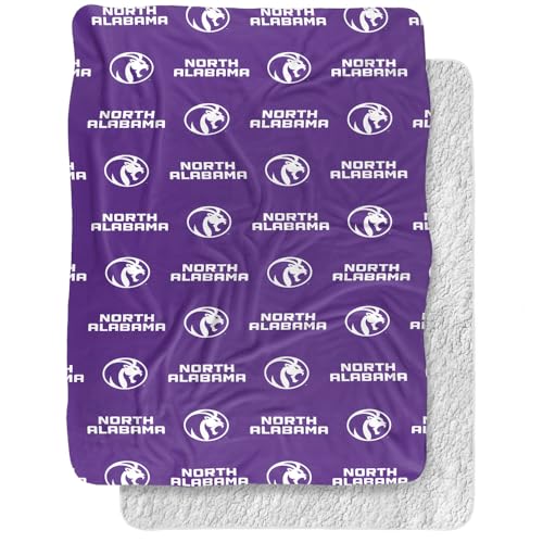 University of North Alabama Lions Logo Pattern, 60"x80" Silky Touch Sherpa Back Super Soft Throw Blanket,Logo Pattern