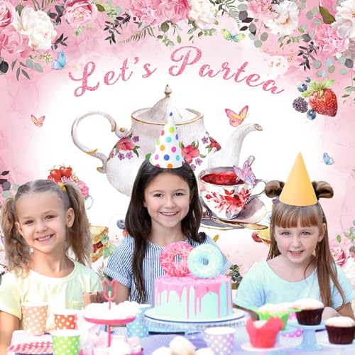 Let's Partea Fondo Rosa Floral 7x5FT para Fotografía miniatura 5