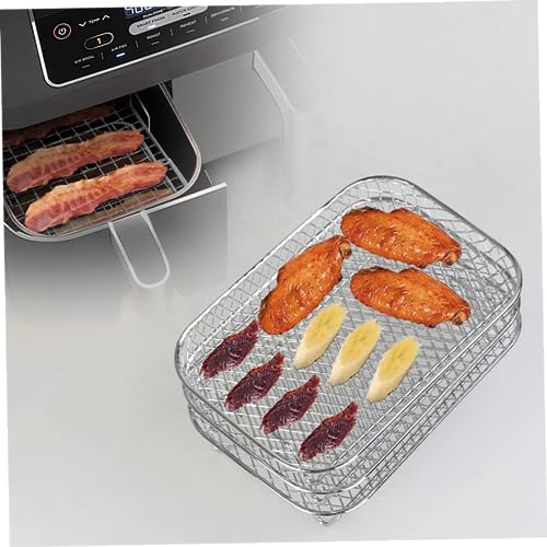 Support friteuse à air rectangulaire 3 pièces empilables acier inoxydable 13.5x19.5cm