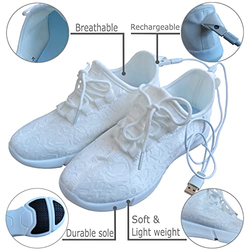 Hot Dingding Fiber Optic Led Shoes For Women Men Light Up Sneakers For Adult Usb Charging Flashing Luminous Trainers Shoes White thumb #5