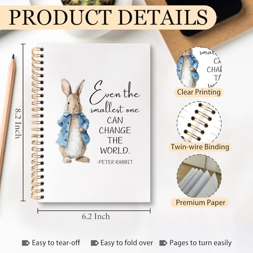 Carnet de notes lapin huester : journal intime et cahier à spirale rigide - 7