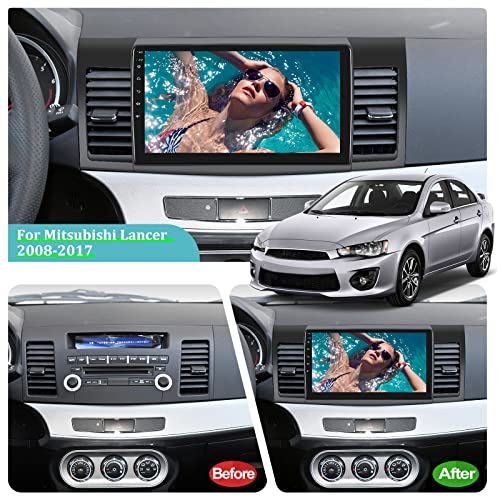 Estéreo de carro Android 13 para Mitsubishi Lancer 2008-2017 com Carplay Android Auto - [2+64G] tela