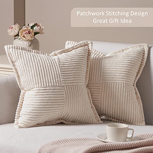 Topfinel Beige Cushion Covers 40cm x 40cm,Scatter Autumn Decorative Fluffy Pillows Cases,Cushions Cover 16x16 inches with Invisible Zipper for Sofa Bed Livingroom Bedroom,Pack of 2 - Image 2