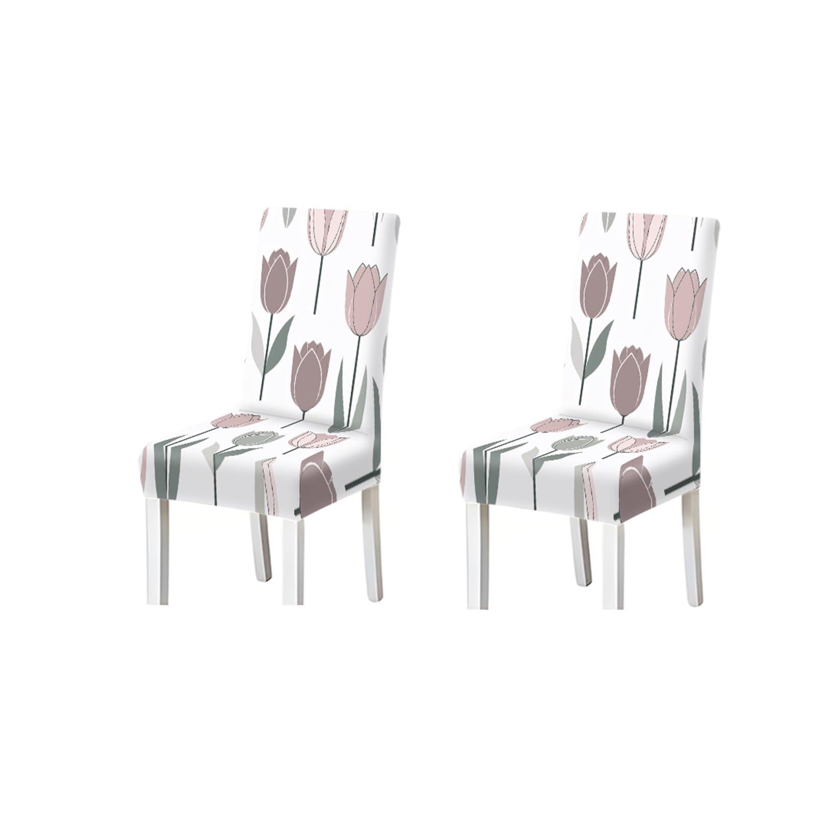 KXUAUV Minimalist Pink Tulip Floral Print Dining Chair Covers, Stretch Slipcovers For Home Kitchen Dining Room Party, 2/4/6PCS Seat Protectors for Restaurant Hotel Party(2PCS Chair cover)