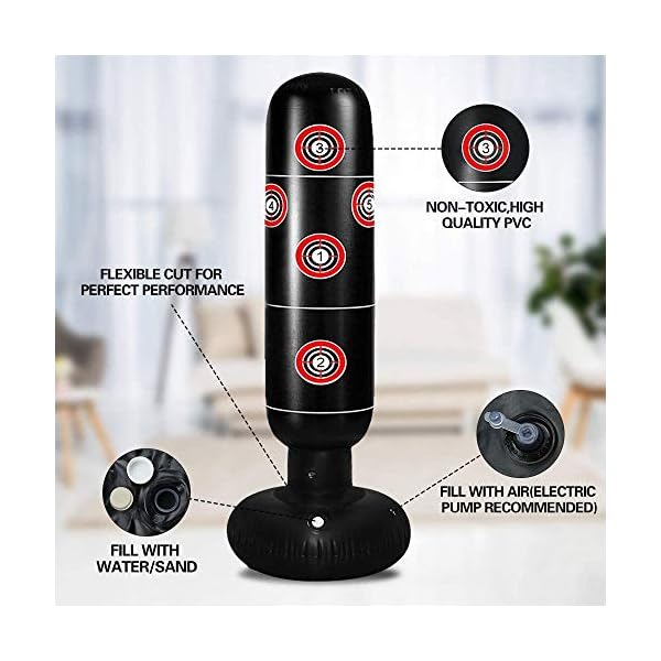 Inflatable Punching Bag Freestanding Kid’s Boxing Bag - Practice Target Columns, Durable PVC Material - Relaxing Kickboxing Bag for Adults and Children