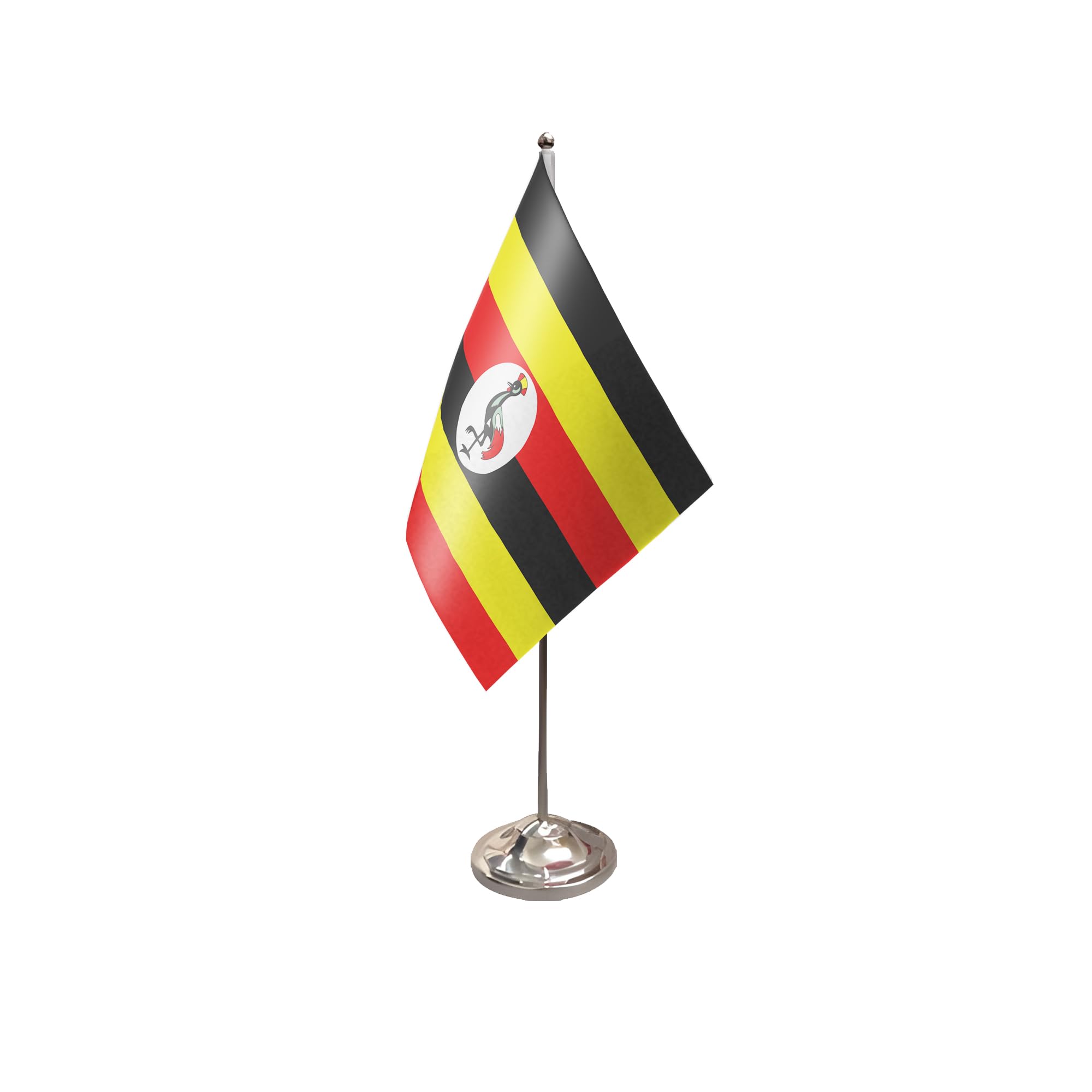 Flagtex Uganda Satin Table Flag With Chrome Pole & Base