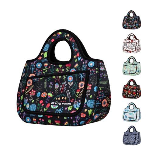 FVRYOG Lunch Bag for Women Soft Neoprene Lunch Bag Lightweight, Thermal Insulated and Reusable Lunch Bag for Women Men
