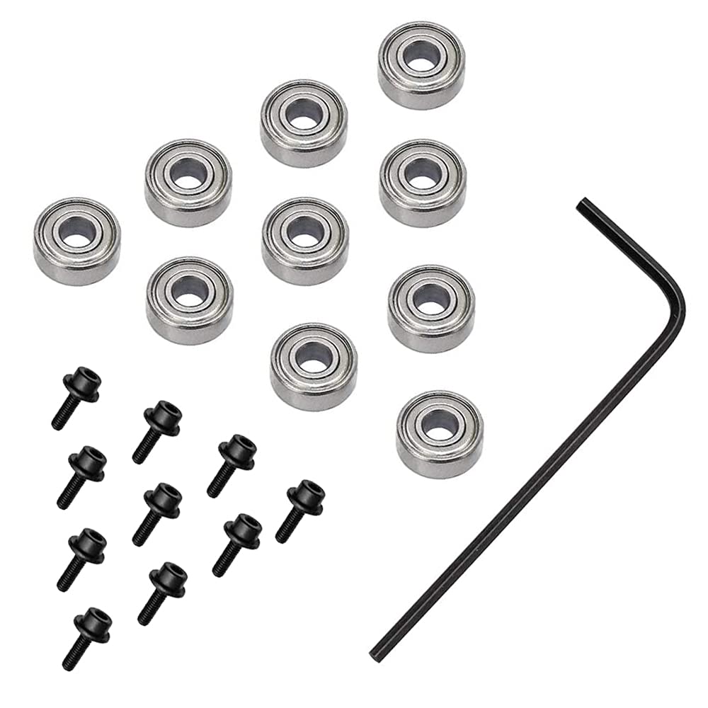 10 Pieces Router Bits Top Mounted Bearings Guide, Ball Bearing Replacement Kit for Woodworking Milling Cutter Repair Accessory - Inner Dia. 3/16'', Overall Dia. 1/2''