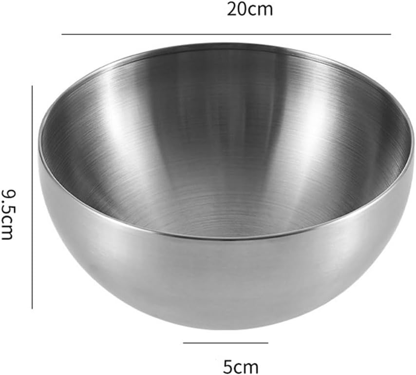Stainless Steel Mixing Bowls, Kitchen Bowls Safe for Cooking Mixing Eggs or Baking Food Bread, Salad, Meat or Cake Great Mixer for Home (Size:20cm,Color:Silver)