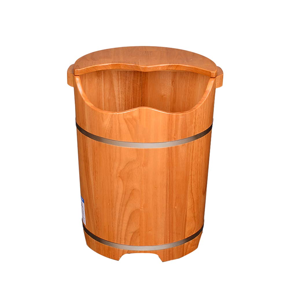 JHDPH Wood Foot Bath Bucket Footbath,Oak Foot Bath Barrel,Smooth and Delicate Pedicure Barrels for Soaking Feet Spa Wooden Tub Foot Care with Lid