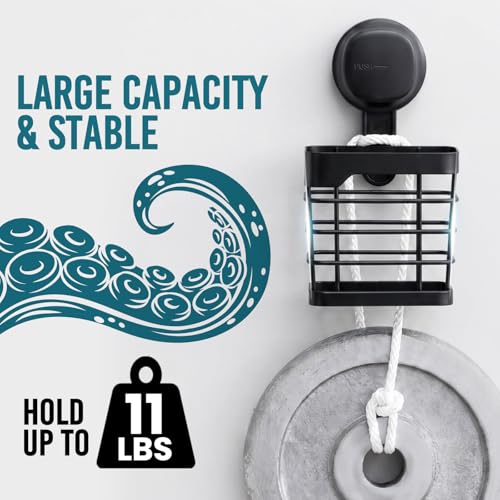 Image of TAILI Suction Cup Toothbrush Holders with Visible Safety Indicator, Black | Wall Mounted, Visible Safety Indicator, Inverted Trapezoid Design Bathroom Organizer Removable for Tooth brush and Toothpaste