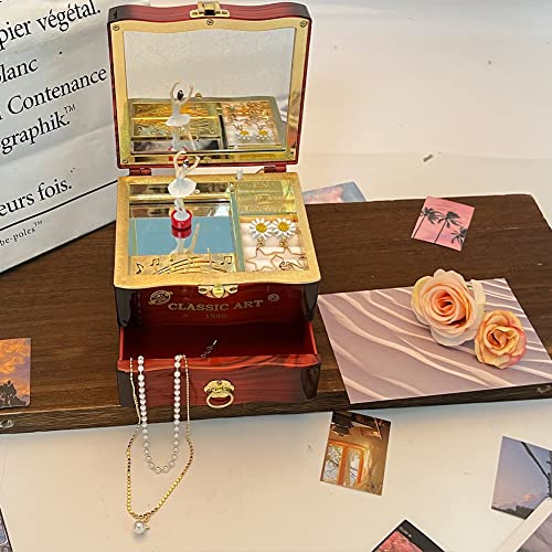 Musical Jewellery Box With Classic Rotating Ballerina Dancer Music Box Necklace Ring Storage Organizer With Mirror For Women Girls Brithday Gifts #TOP6