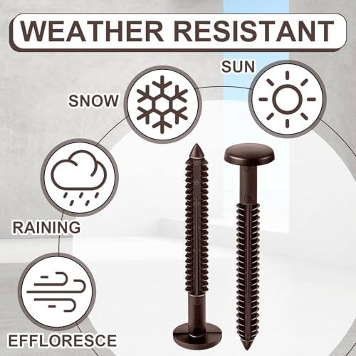 Image of Blulu 60 Pcs 3 Inch Vinyl Shutter Fastener Window Panel Peg Lok Pin Pegs Screws Shutter Spikes Anchor (Federal Brown)