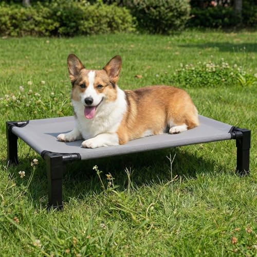 Elevated Dog Bed Raised Cooling Dog Cot for Small Dogs Portable Indoor & Outdoor Pet Bed with No-Slip Feets Breathable Mesh Pet Bed for Camping Outdoor