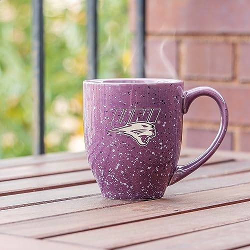 Image of Rico Industries NCAA Northern Iowa Panthers Purple Personalized 16 oz Team Color Laser Engraved Speckled Ceramic Coffee Mug