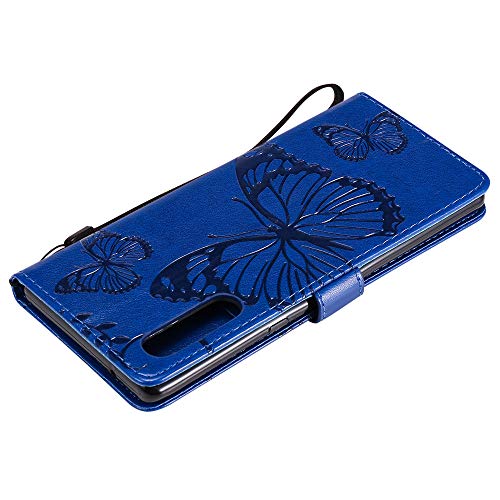 Isadenser Lg Velvet 5G Wallet Case Lg G9 G900 Velvet 5G Butterfly Embossing For Women [Kickstand Flip] [Card Slot] [Magnetic Clasp] Flip Phone Case For Lg G9 G900 / Lg Velvet 5G Blue Butterfly Kt #TOP4