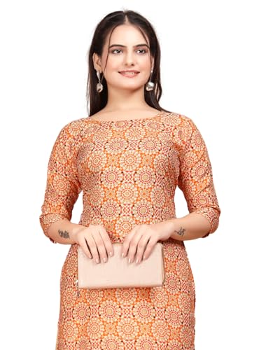 Image of Women's Straight Fit Printed Crepe Kurta, Casual Wear Kurti Design No 182