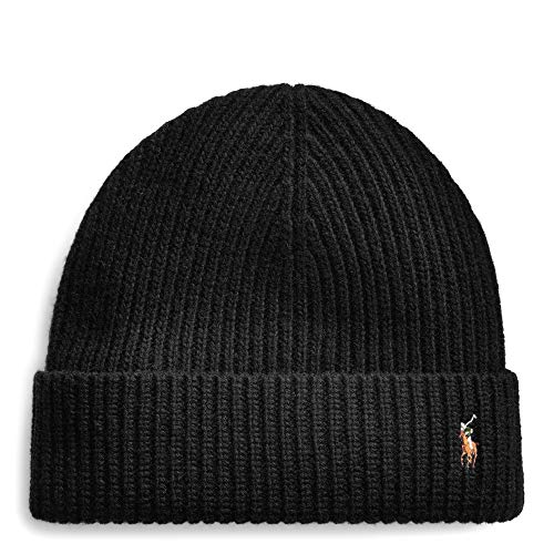 Image of Polo Ralph Lauren Men's Signature Cuff Hat, Black, One Size