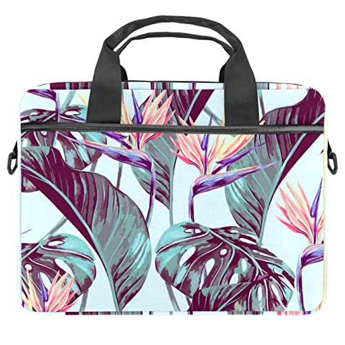 Funda bandolera de 14 pulgadas con patrón de plantas tropicales para laptop y tablet