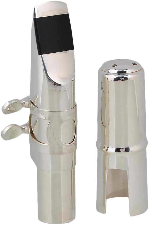Yibuy #7 Silver Nickel-plated B-flat Tenor Saxophone Mouthpiece with Ligature Reed