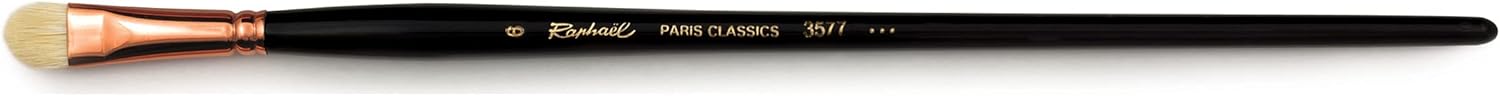 Raphael Paris Classics 3577 Long Handle Brush, Short Filbert, 20, White
