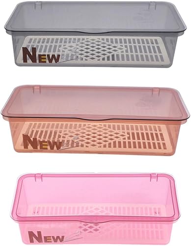 DOITOOL Bandeja de cubiertos de 3 piezas con tapa y escurridor organizador de cajones de utensilios de vajilla y cubiertos con tapa cubierta para