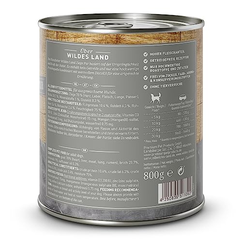 Wildes Land Nassfutter für Hunde, Ziegengeschmack, 6 x 400 g