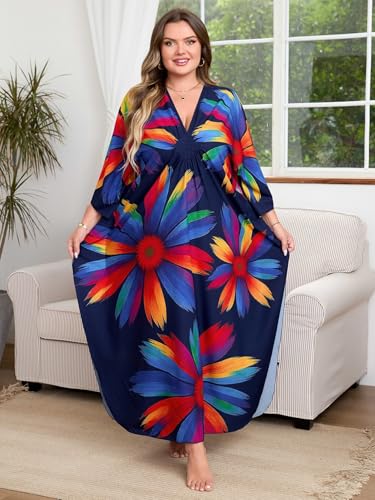 Image of Kaftan Dress for Women - Plus Size Caftan Maxi Beach Dress Moo Moos Loungewear, Swimsuit Cover Up for Beach, Pool or Vacation