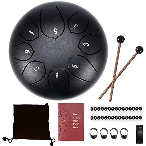 Tongue Drum In Acciaio 6 Pollici | 8 Toni | Con Bacchette | Per Principianti E Meditazione - Foto 5