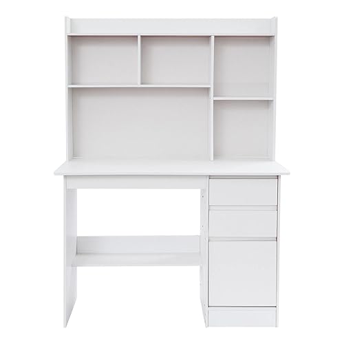 Computer Desk with Hutch, Modern Computer Workstation PC Laptop Desk