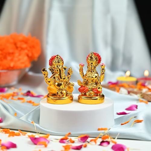 Image of ZAICUS Laxmi Ganesh Idol Set - Goddess Lakshmi & Lord Ganesha Murti for Home Mandir, Puja, Diwali & Housewarming Gift