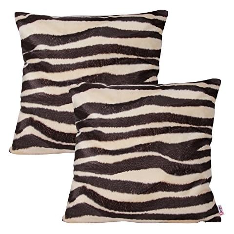 Queenie® - 2 Pcs Faux Fur Throw Pillow Covers Cushion Cover for Sofa Pillow Case Available in 5 Colors and 6 Different Sizes (20 x 20 inch (50 x 50 cm), Siberian Tiger) Cover