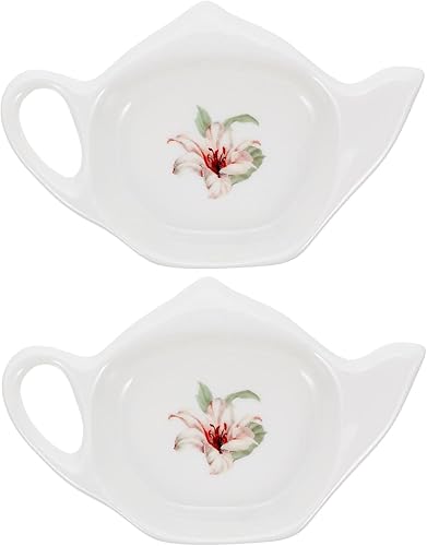 2 piezas de porcelana para bolsitas de té, tetera en forma de bolsa de té, posavasos florales para bolsitas de té