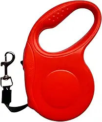 Guia de Passeio para Cachorro Retrátil 5 Metros Resistente - até 15kg com Botão de Trava PREMIUM DUPIN (Vermelho)