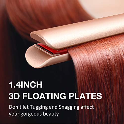 Homitt Professional Salon Hair Straightene and Curler Negative Ions, Ceramic Flat Iron for Hair with Dual Voltage &LCD 250°F-450°F, 3D Floating Plates Twist Straightening Iron for All Hair Style