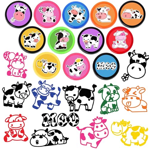 MDNHIO 36PCS Cow Party Favors 24 Tattoos Sticker 12 Stamp Set - Ideal Cow Print, Farm, Milk Themed Birthday Decor Supplies Goodie Bag, Classroom Gifts, Cute Rewards for Girls, Baby Shower Prizes