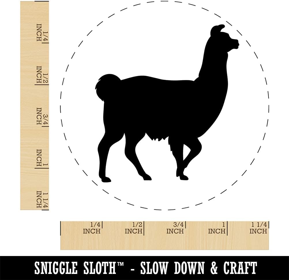 Llama Silhouette Self-Inking Rubber Stamp Ink Stamper for Stamping Crafting Planners - 1-1/2 Inch Large - Black Ink