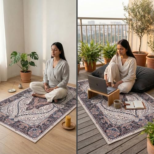 Image of Dream Weaverz Anti Slip Rectangular Carpet for Living Room & Hall | Silk | Flat Woven Soft Washable Floor Mat for Home, Bedroom Floor & Kitchen | Durable Anti Skid Rug for Daily Use (3 X 5) feet