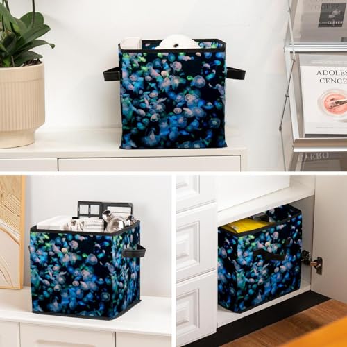 Boîte de rangement pliable en tissu cube méduse avec poignées - 6