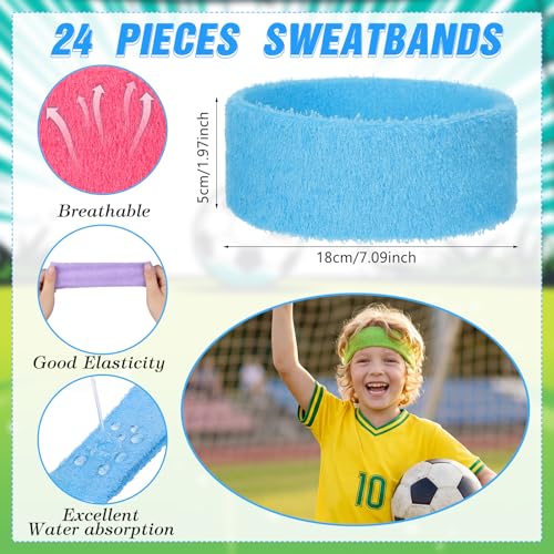 Image of Libima Kids Sweatbands Bulk Boys Headband for Sports Kids Cotton Terry Youth Sweatbands Elastic Sports Headbands Wicking Athletic Bands for Team Activity