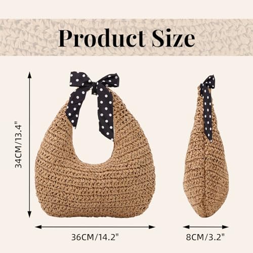 Bolso tote tejido de rafia para mujer verano playa miniatura 4