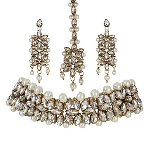 I Jewels Gold Plated Traditional Kundan Jewellery Set with Earrin...