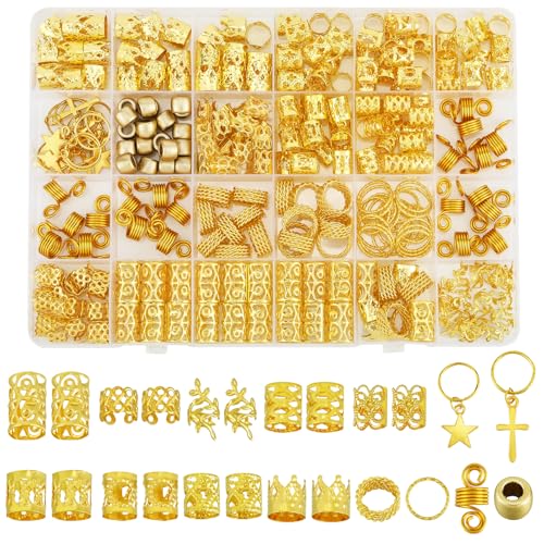 Ornaland 270 piezas adornos para trenzas de cabello dorados en formas mixtas miniatura 1