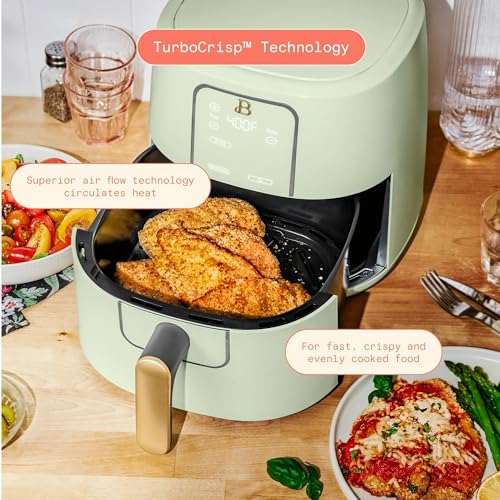 6 Quart Digital Air Fryer, Large Touch Screen Air Fryer with Programmable Time & Temperature Control, 4-in-1 Roast Reheat Dehydrate, Nonstick Design (Sage Green)