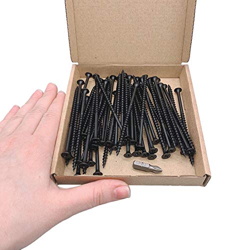 (50 Stück) Schwarz Phosphate Kohlenstoffstahl 4,2 x 90 mm Holzschrauben Trockenbauschrauben Spanplattenverschlüsse Kreuzschlitz Stiftkopf (50, 4,2 x 90 mm)