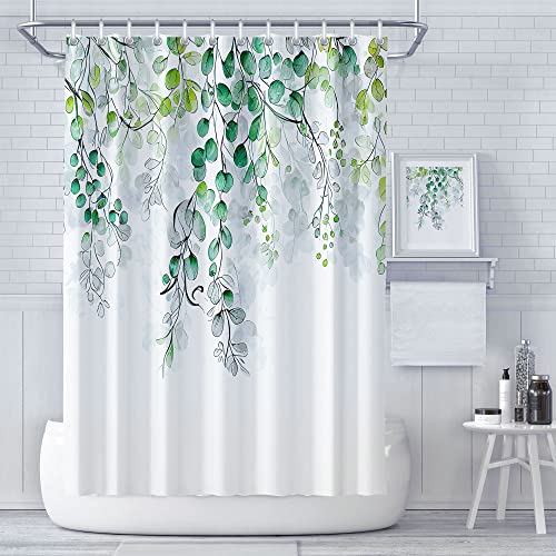 LIVETTY Shower Curtain 180×180cm Plant Bathroom Decoration Leaves Shower Curtains Mould Proof Floral Shower Curtain Fabric Bathroom Curtain with 12 Hooks Washable Quick-Drying - Image 2