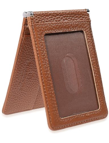 [BLUE SINCERE] 定期入れ 本革 メンズ 二つ折り 薄型 4枚収納 パスケース 両面 バタフライ レザー カードケース / PC4(レトロキャメル)