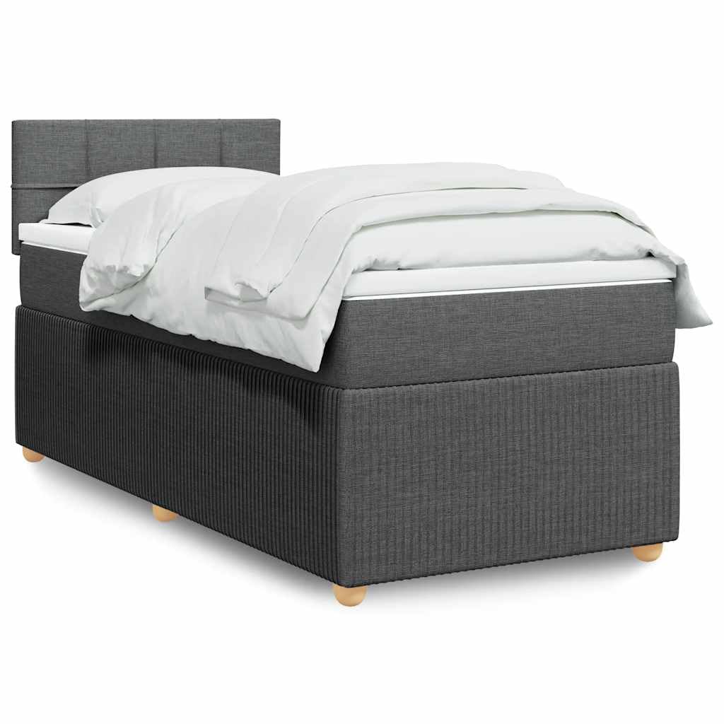 Cama con somier LED, 80 x 200 cm, color gris oscuro, núcleo de muelles ensacados, estructura de madera, 100 cm de altura, para jóvenes y habitaciones de invitados